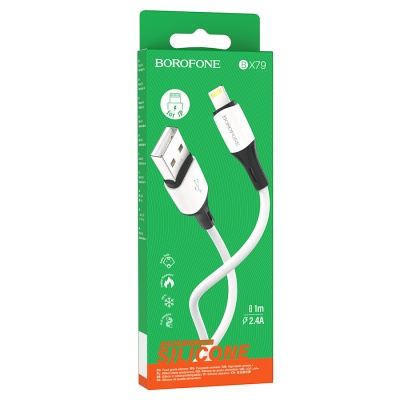 Кабель USB BOROFONE BX79 USB - Lightning, 2.4А, 1 м, белый