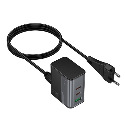 Сетевое зарядное устройство HOCO CS76A Star 1xUSB + 2xUSB-C с Кабелем, 70W, черный