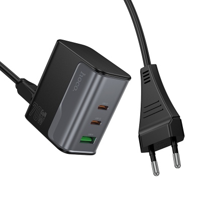 Сетевое зарядное устройство HOCO CS76A Star 1xUSB + 2xUSB-C с Кабелем, 70W, черный