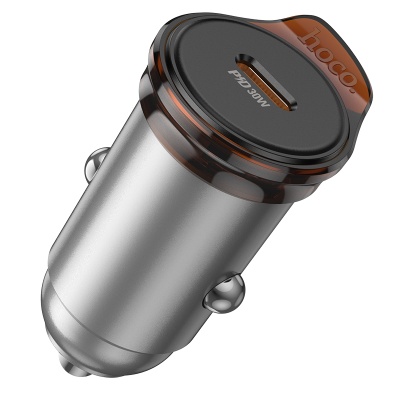 Автомобильное зарядное устройство HOCO NZ16 Rigorous, 1xUSB-C, 30W, серый металлик