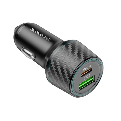Автомобильное зарядное устройство BOROFONE BZ21 Brilliant, 1xUSB + 1xUSB-C, 48W, черный