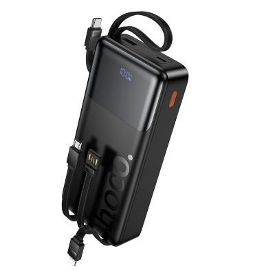 Портативный аккумулятор HOCO J156A Founder, встроенный кабель Lightning + Type-C + MircoUSB, 22.5W, 20000 мА⋅ч, черный