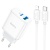 Сетевое зарядное устройство HOCO C105A Stage 1xUSB + 1xUSB-C с Кабелем Type-C - Lightning, 3A, 20W, белый