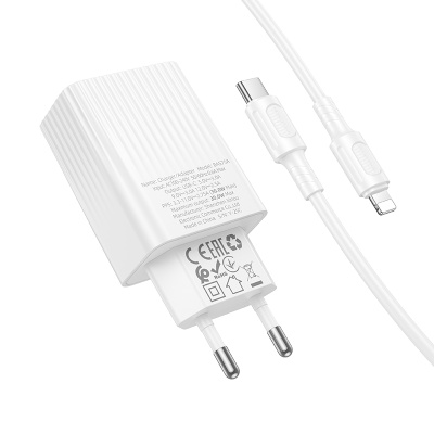 Сетевое зарядное устройство BOROFONE BAS75A Source 1xUSB-C с Кабелем Type-C - Lightning, 30W, белый