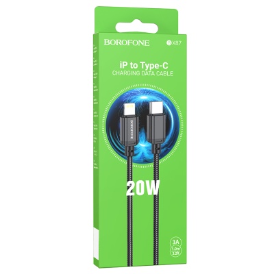 Кабель USB-C BOROFONE BX87 Sharp Type-C - Lightning, 20W, 1 м, черный