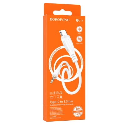 Аудиокабель BOROFONE BL14 AUX Jack 3,5 (m) - Type-C (m), 1 м, белый