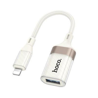 Переходник/Адаптер HOCO UA39 Lightning (m) - USB (f), 13 см, белый