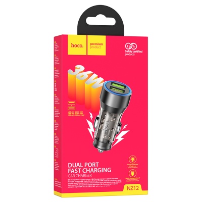Автомобильное зарядное устройство HOCO NZ12 Prosperity, 2xUSB, 36W, черный