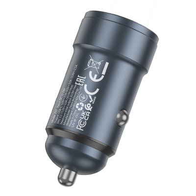 Автомобильное зарядное устройство HOCO Z57 Glorious, 1xUSB-C, 30W, серый металлик
