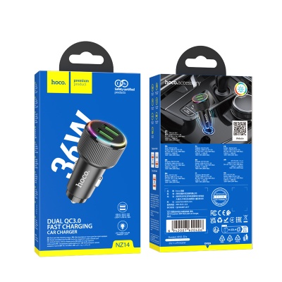 Автомобильное зарядное устройство HOCO NZ14 Guerrero, 2xUSB, 36W, черный