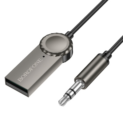 Переходник/Адаптер BOROFONE BC56 Peaceful Jack 3.5 (m) - USB (f), 1 м, серый металлик
