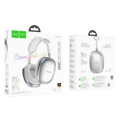 Беспроводные наушники накладные HOCO W55 Plus, Bluetooth, серебристый