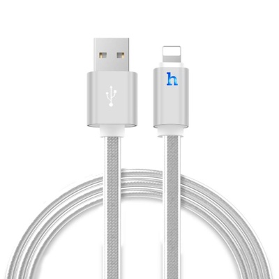 Кабель USB HOCO UPL12 Metal Jelly USB - Lightning, 2.1А, 1.2 м, серебристый
