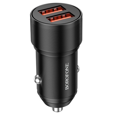 Автомобильное зарядное устройство BOROFONE BZ19 Wisdom, 2xUSB, 2.4A, 12W, черный