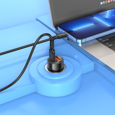 Автомобильное зарядное устройство BOROFONE BZ20 Smart, 1xUSB + 1xUSB-C, 38W, черный