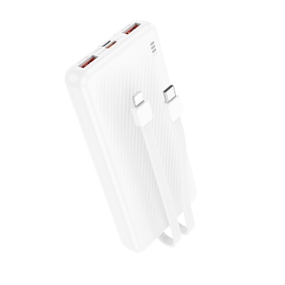 Портативный аккумулятор BOROFONE BJ57 Graceful, встроенный кабель Lightning + Type-C, 22.5W, 10000 мА⋅ч, белый