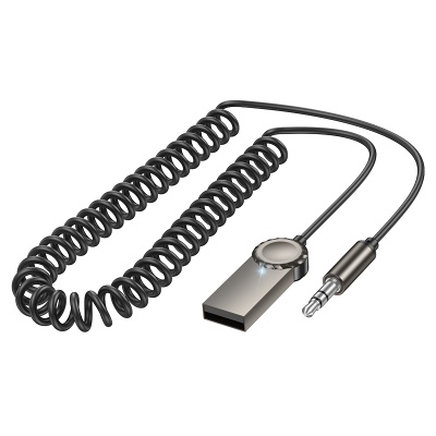 Переходник/Адаптер BOROFONE BC56 Peaceful Jack 3.5 (m) - USB (f), 1 м, серый металлик