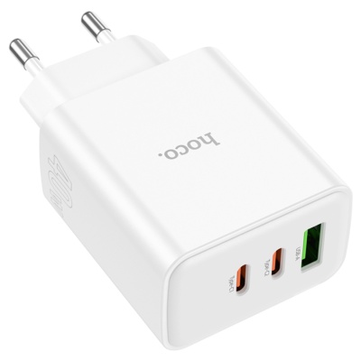Сетевое зарядное устройство HOCO C126A Pure power 1xUSB + 2xUSB-C, 40W, белый