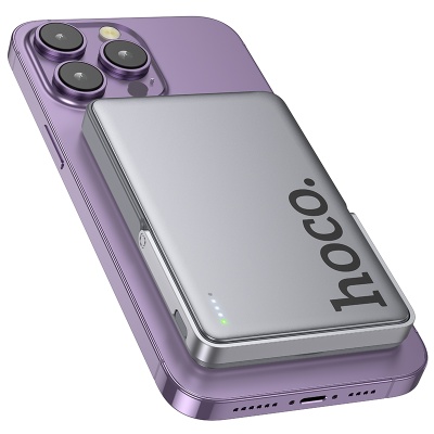 Портативный аккумулятор HOCO Q36 Sunlight, с беспроводной зарядкой, 20W, 5000 мА⋅ч, серый металлик