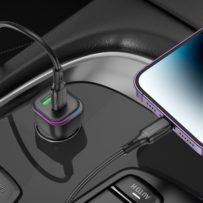 Автомобильное зарядное устройство BOROFONE BZ28A Trophie, 1xUSB + 1xUSB-C, 3A, 30W, черный