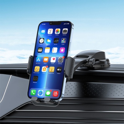 Автомобильный держатель HOCO CA118 Delicate, зажимной, на приборная панель/лобовое стекло, черный+прозрачный