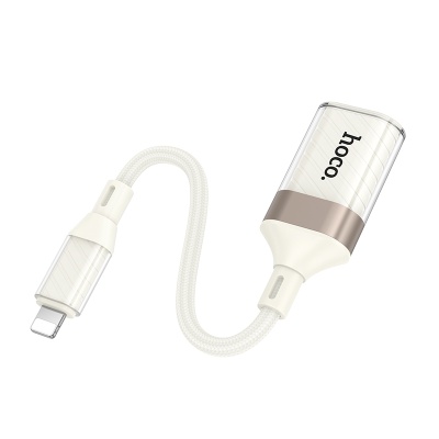 Переходник/Адаптер HOCO UA39 Lightning (m) - USB (f), 13 см, белый