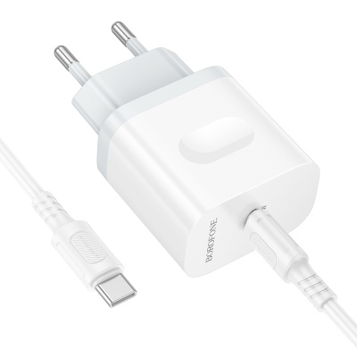 Сетевое зарядное устройство BOROFONE BA99A Breeze 1xUSB-C с Кабелем Type-C - Type-C, 20W, белый