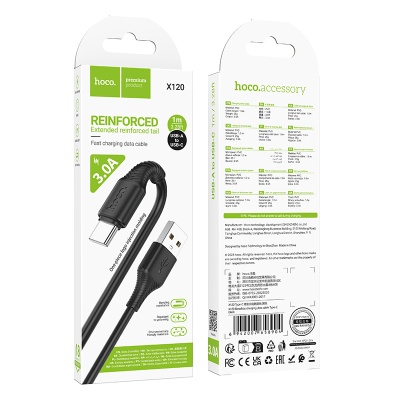 Кабель USB HOCO X120 Beneficio USB - Type-C, 3A, 1 м, черный