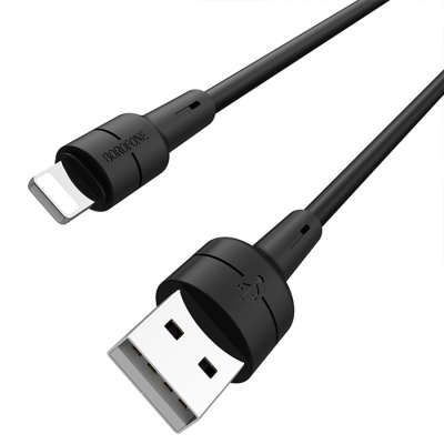Кабель USB BOROFONE BX30 Silicone USB - Lightning, 2.4А, 1 м, черный