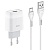 Сетевое зарядное устройство HOCO C72A Glorius single 1xUSB с Кабелем USB - Type-C, 2.1A, 10W, белый