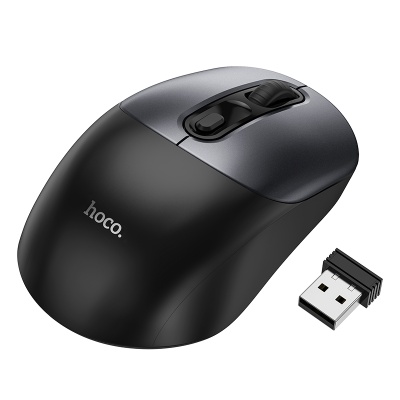 Мышь беспроводная HOCO GM28 Business, Bluetooth, черный+серый металлик