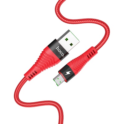 Кабель USB HOCO U53 4A Flash USB - MicroUSB, 4А, 1.2 м, красный