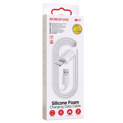 Кабель USB BOROFONE BX52 Airy USB - Lightning, 2.4А, 1 м, белый