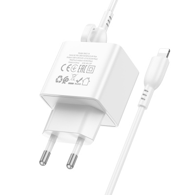 Сетевое зарядное устройство BOROFONE BAS11A Erudite 1xUSB с Кабелем USB - Lightning, 2.1A, белый