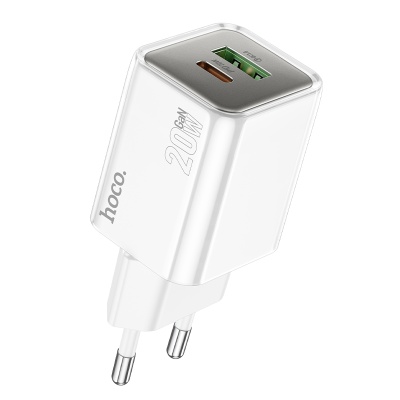 Сетевое зарядное устройство HOCO N46 Glorious 1xUSB + 1xUSB-C, 3A, 20W, белый