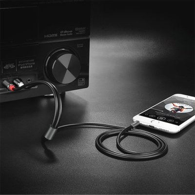 Аудиокабель HOCO UPA10 double lotus AUX Jack 3,5 (m) - RCA (m), 1.5 м, серый металлик