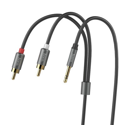 Аудиокабель HOCO UPA10 double lotus AUX Jack 3,5 (m) - RCA (m), 1.5 м, серый металлик