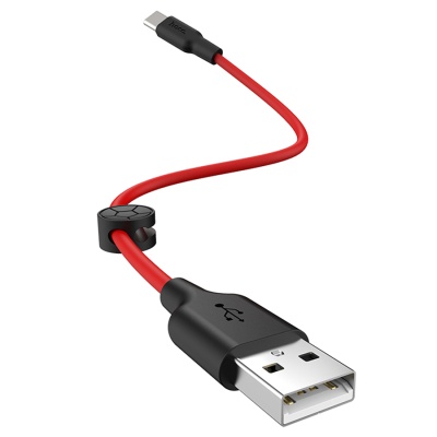 Кабель USB HOCO X21 Plus Silicone USB - Type-C, 3A, 25 см, красный+черный