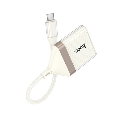 Переходник/Адаптер HOCO UA40A Card reader Type-C (m) - TF/SD, 14 см, белый