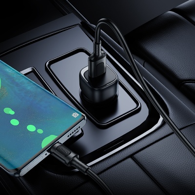 Автомобильное зарядное устройство BOROFONE BZ34 Cloud, 1xUSB с Кабелем USB - Type-C, 18W, черный