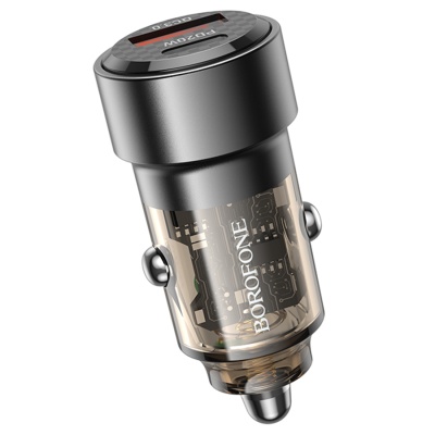 Автомобильное зарядное устройство BOROFONE BZ20 Smart, 1xUSB + 1xUSB-C, 38W, черный