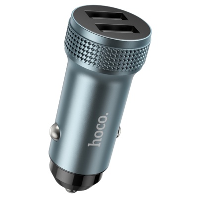 Автомобильное зарядное устройство HOCO Z49 Level, 2xUSB, 2.4A, серый металлик