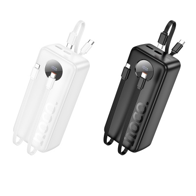 Портативный аккумулятор HOCO J132B Sabio, встроенный кабель Lightning + Type-C, 22.5W, 30000 мА⋅ч, черный