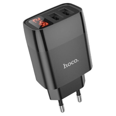 Сетевое зарядное устройство HOCO C86A Illustrious 2xUSB, 2.4A, 10.8W, черный