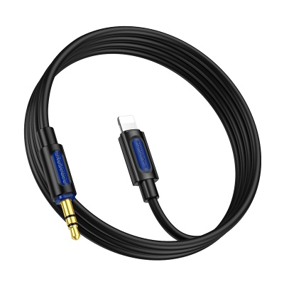Аудиокабель BOROFONE BL20 True sound AUX Jack 3,5 (m) - Lightning (m), 1 м, черный